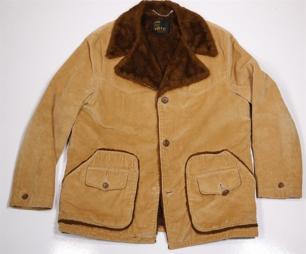 Silton California Vintage 70s Brown Corduroy Sherpa Shearling Rancher Coat Large